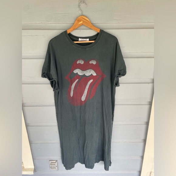 Free People X Day Dreamer Rolling Stones 89 Shirt Midi Dress Large - Picture 2 of 5
